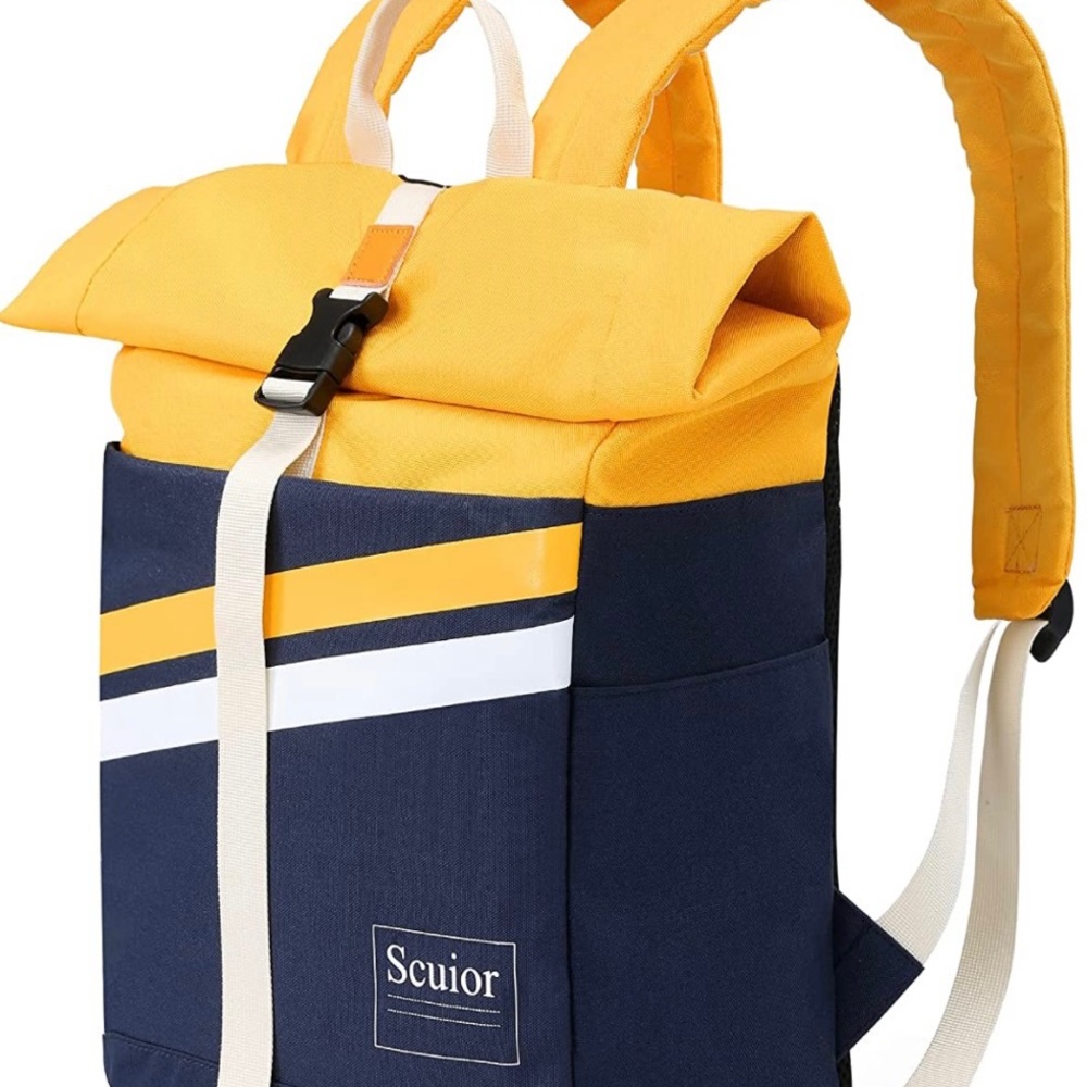 Roll Top Backpack Blue & Yellow.. New!